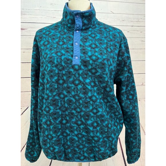 LL Bean Fleece Jacket Pullover Sweatshirt Aztec Mens Small Vintage 90s Made USA - Picture 1 of 11